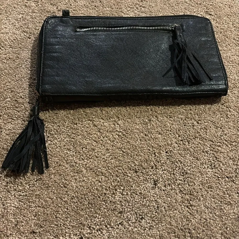Street level black woven clutch/ wallet wristlet